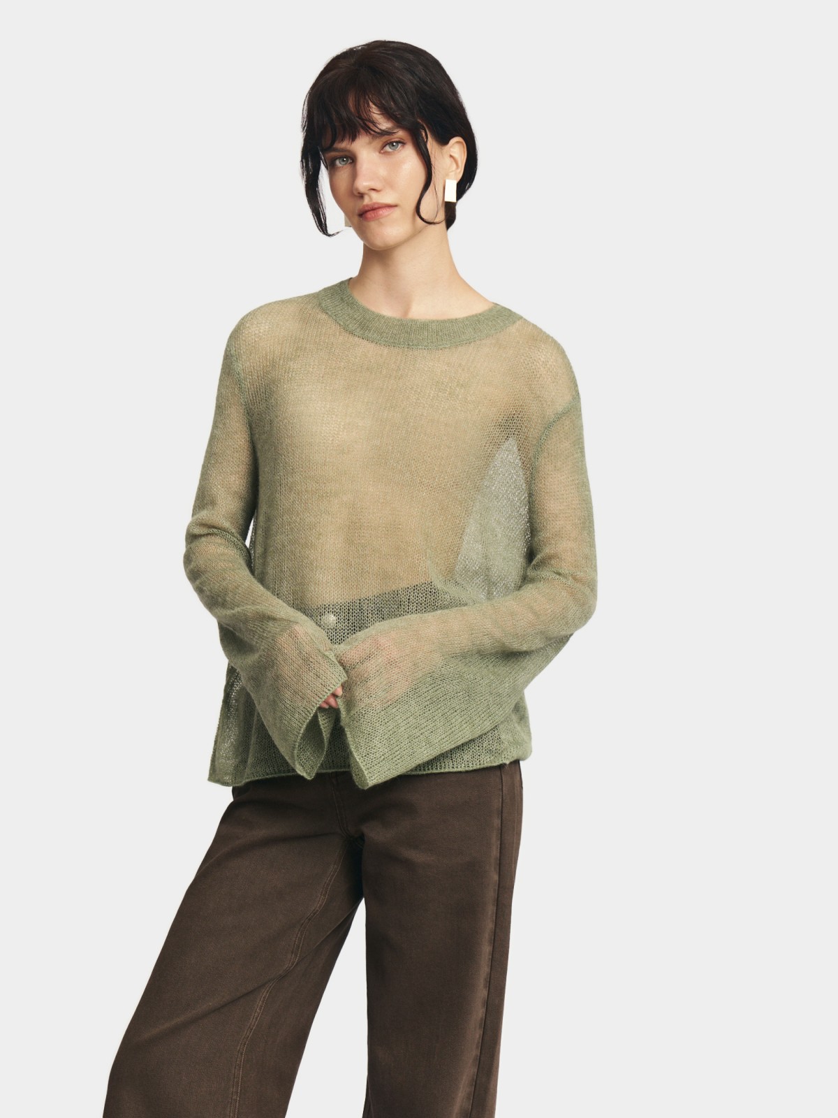 Вязаный полупрозрачный джемпер