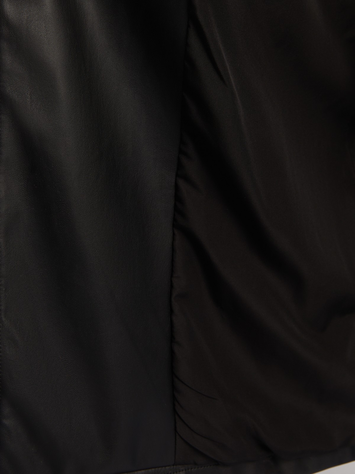 Длинное пальто-тренч из экокожи с рукавами реглан и поясом zolla 024135707024, цвет черный, размер XS - фото 5