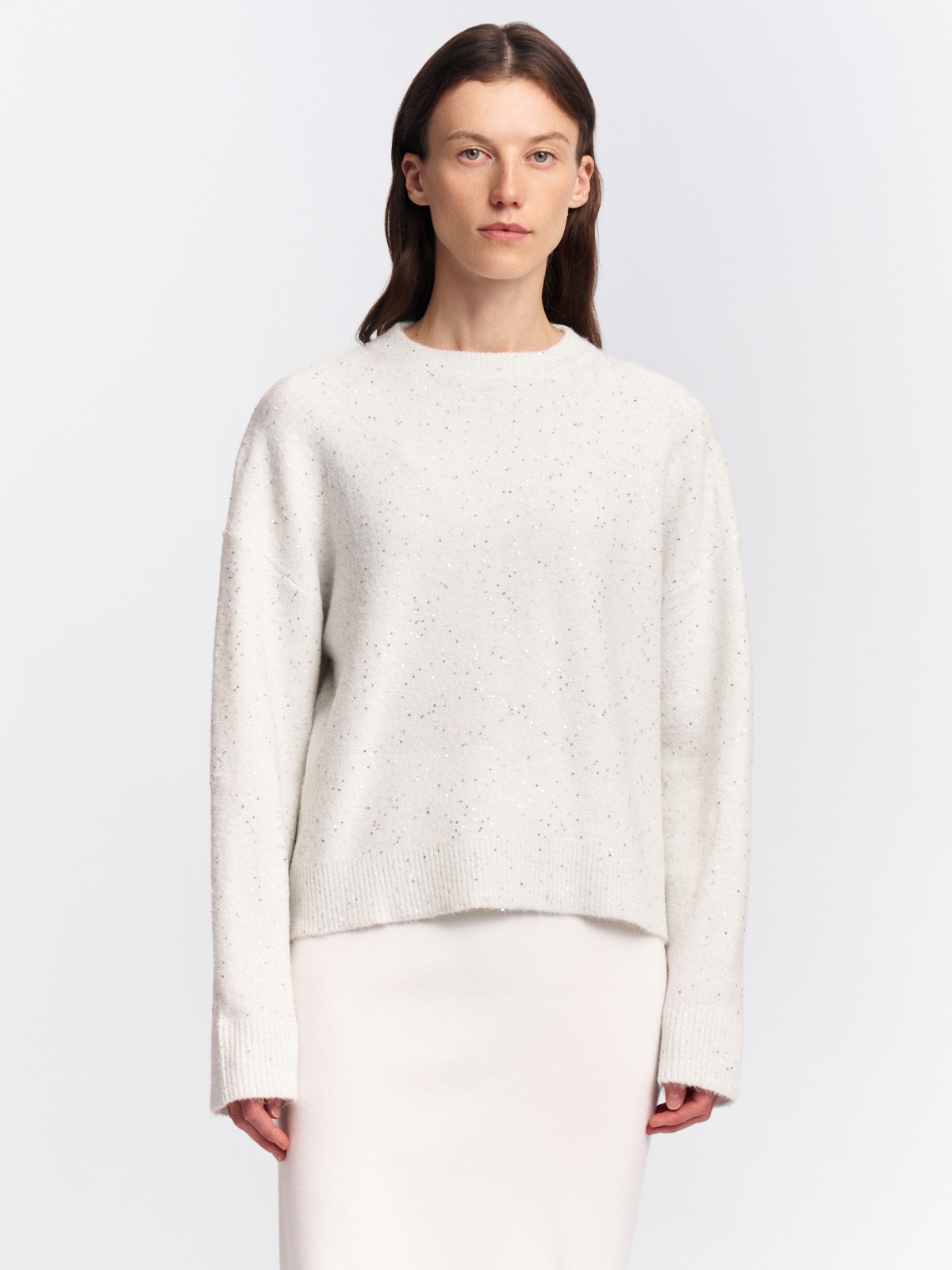 Вязаный джемпер с люрексом и пайетками