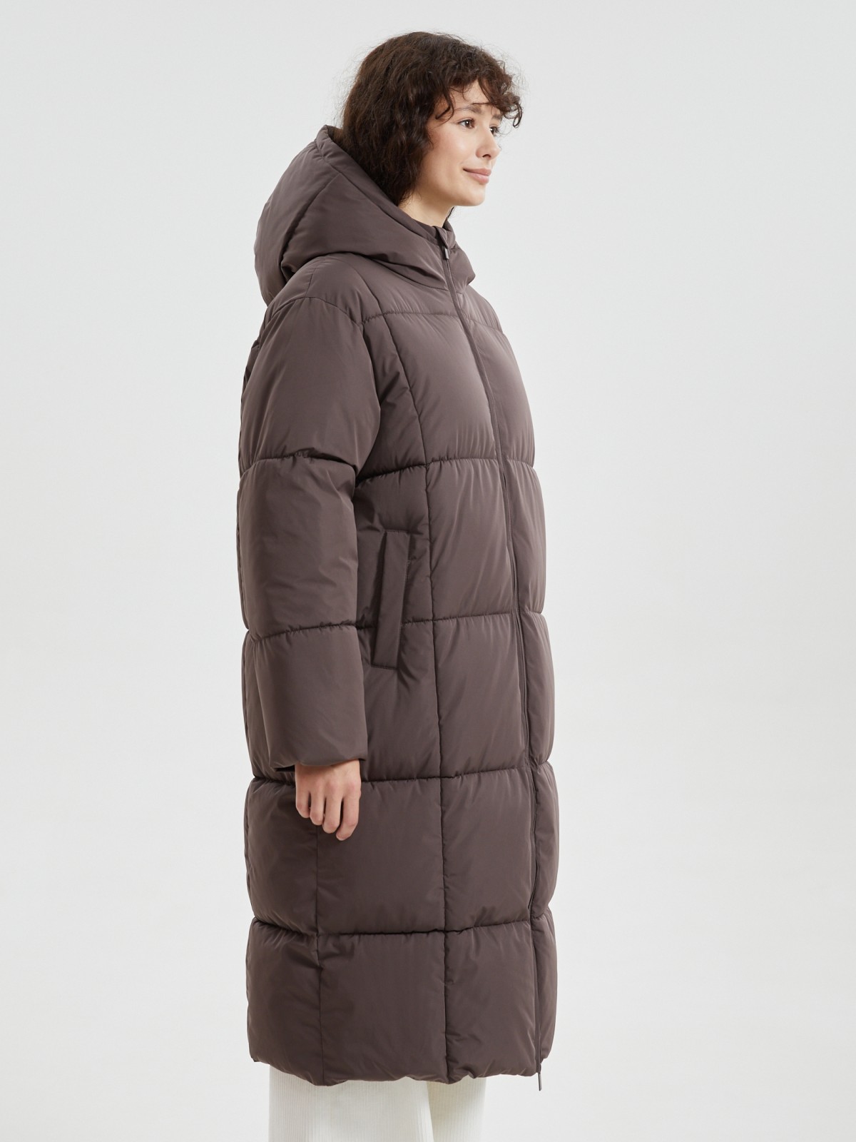 Тёплая куртка-пальто с капюшоном