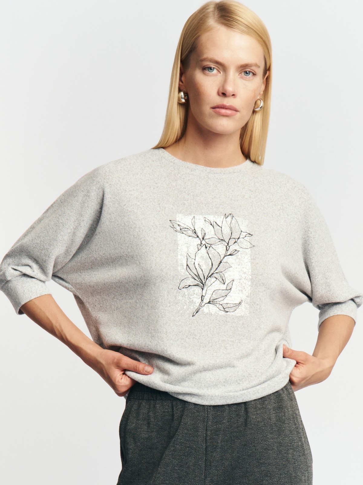 Джемпер из вязаного трикотажа с принтом