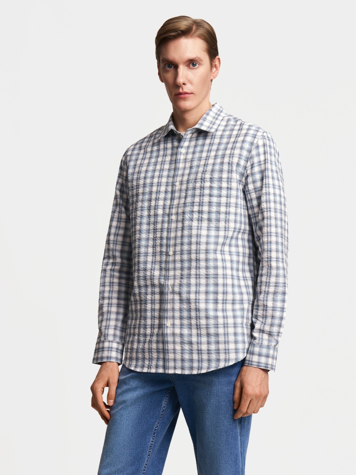 Рубашка в клетку с длинным рукавом
