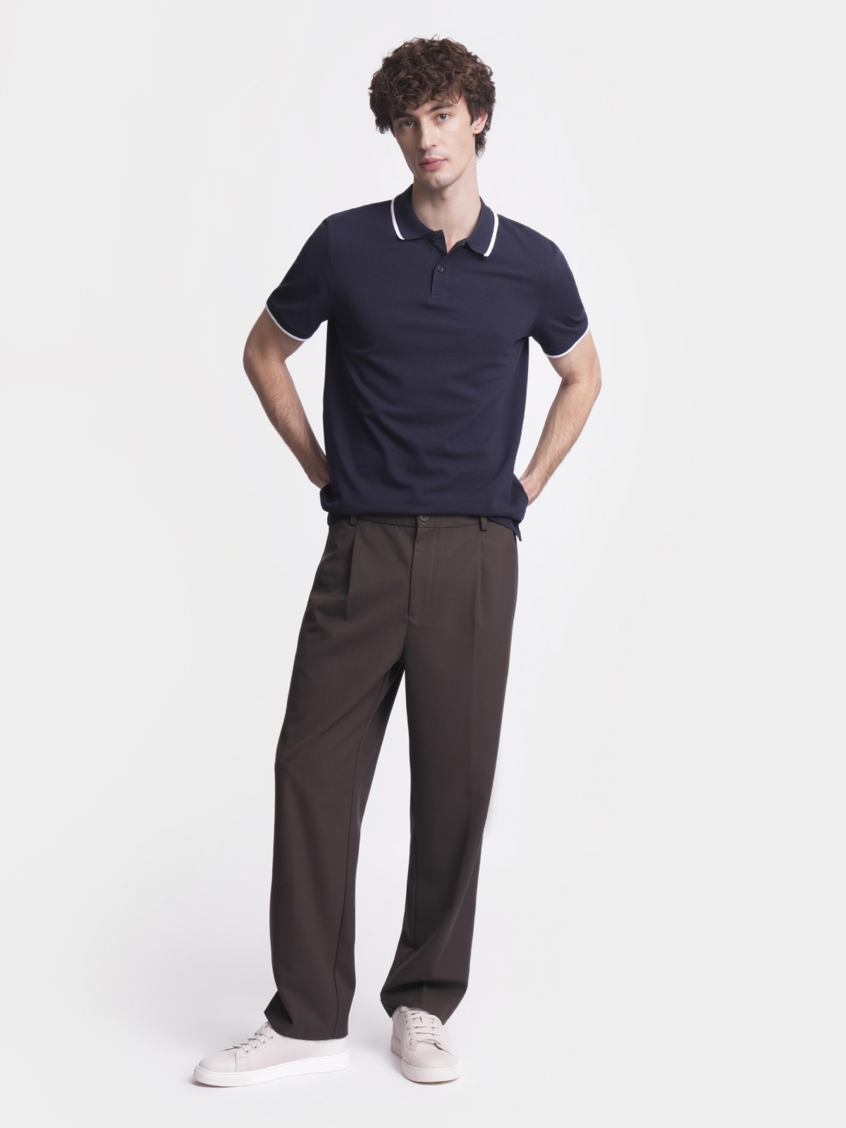 Футболка поло из хлопка однотонная