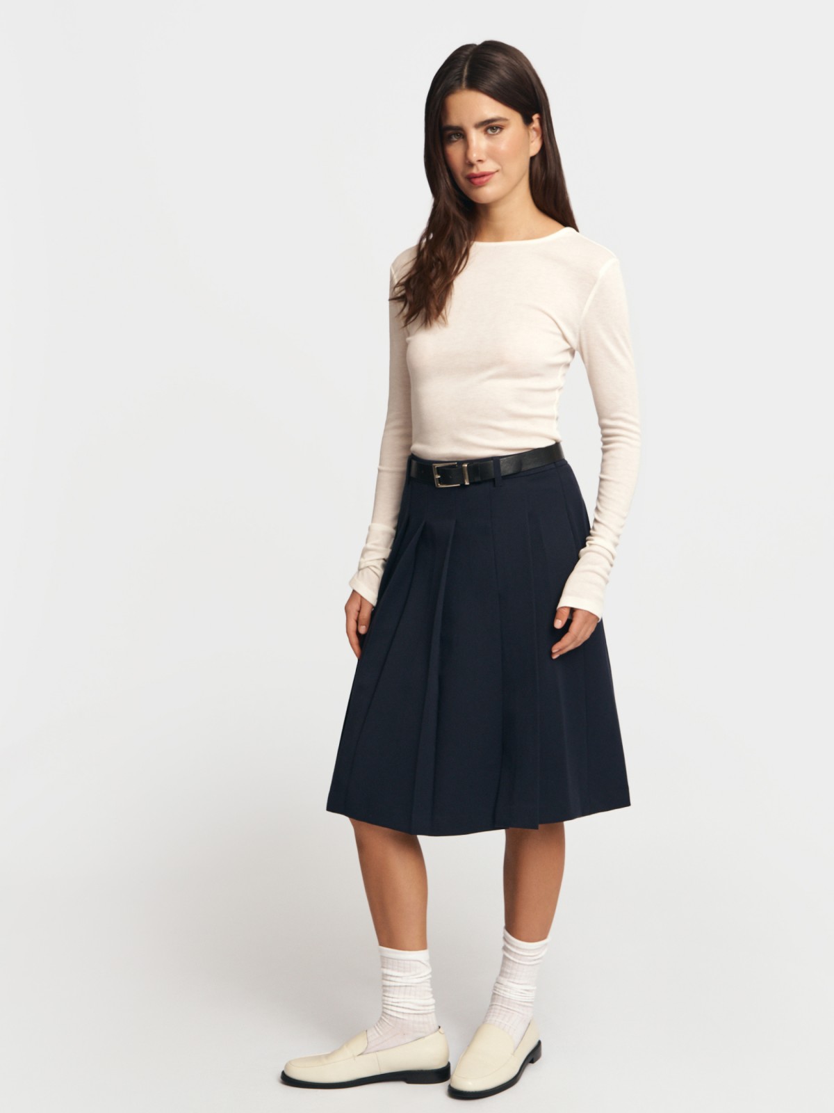 Юбка миди в складку с разрезом