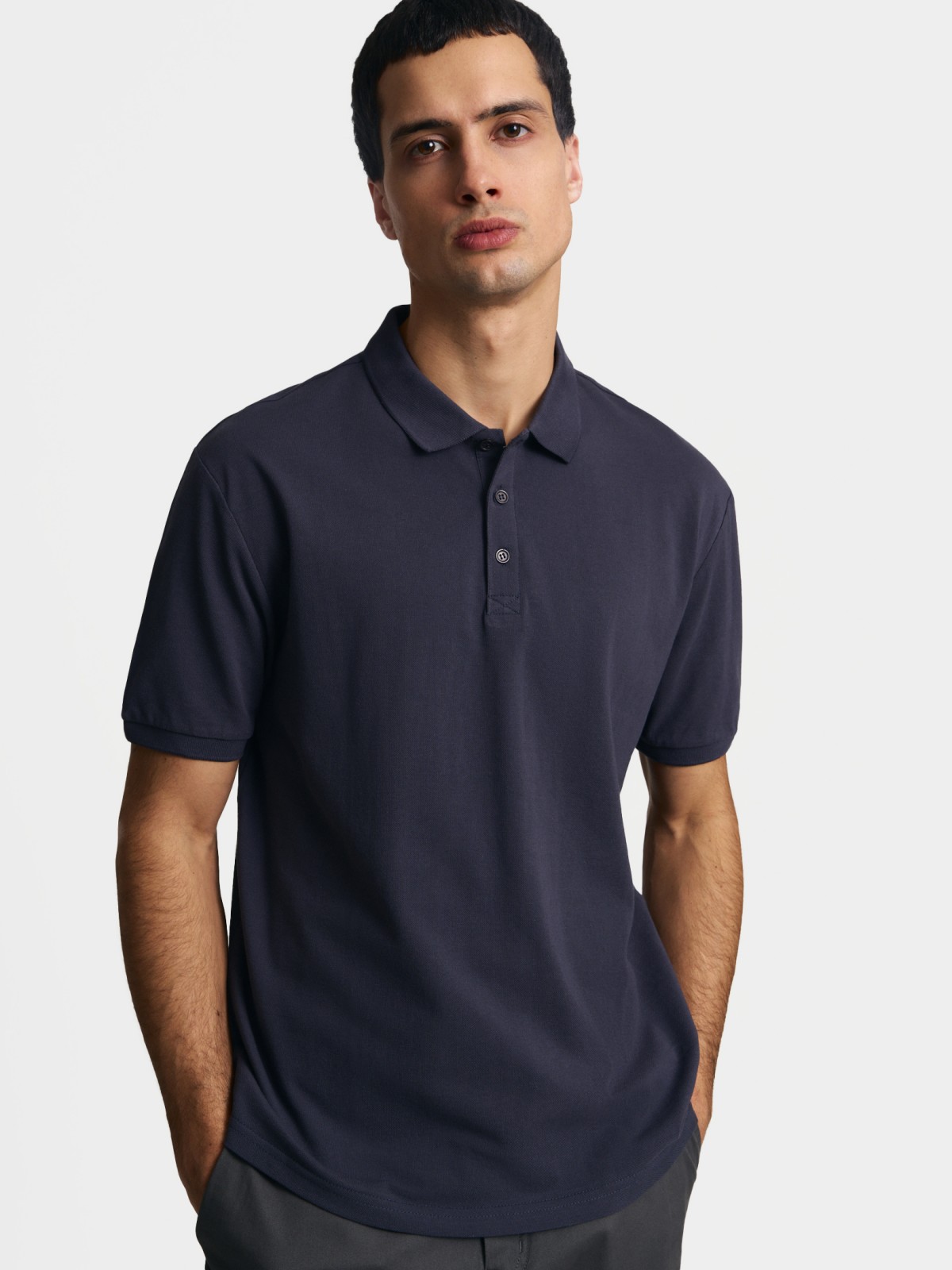 Футболка поло из хлопка однотонная