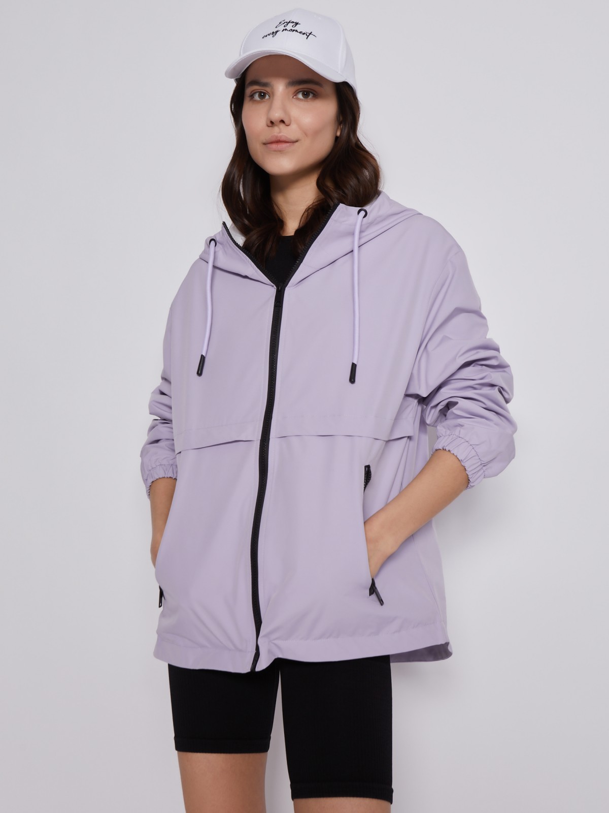 Куртка-ветровка с капюшоном zolla 02321562J024, цвет лиловый, размер XS - фото 4
