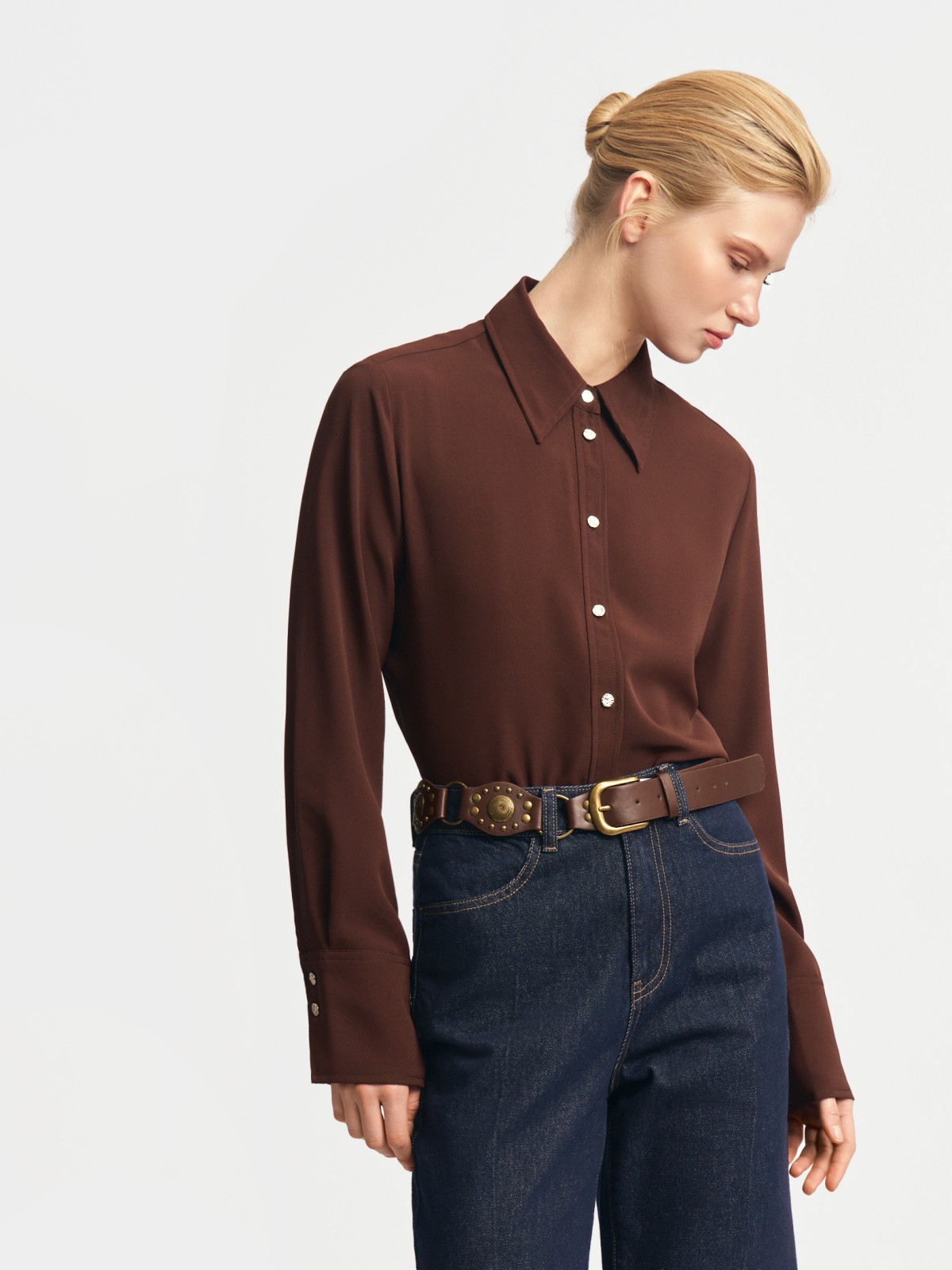 Рубашка прямого фасона с длинным рукавом