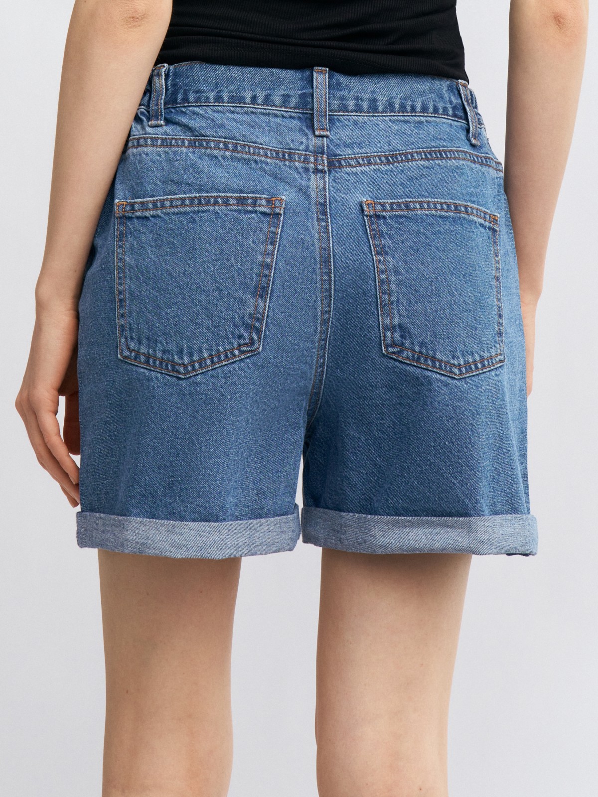 Джинсовые мини шорты из хлопка на резинке