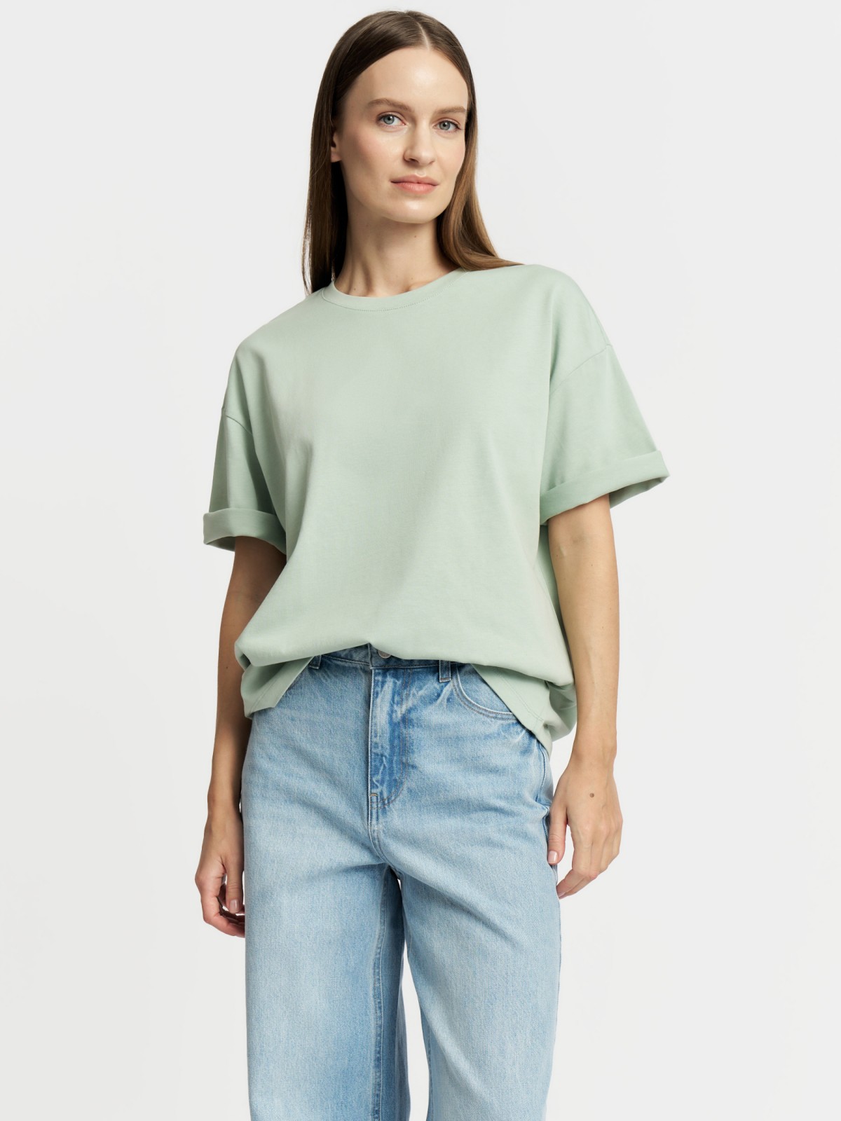 Футболка оверсайз из хлопка однотонная