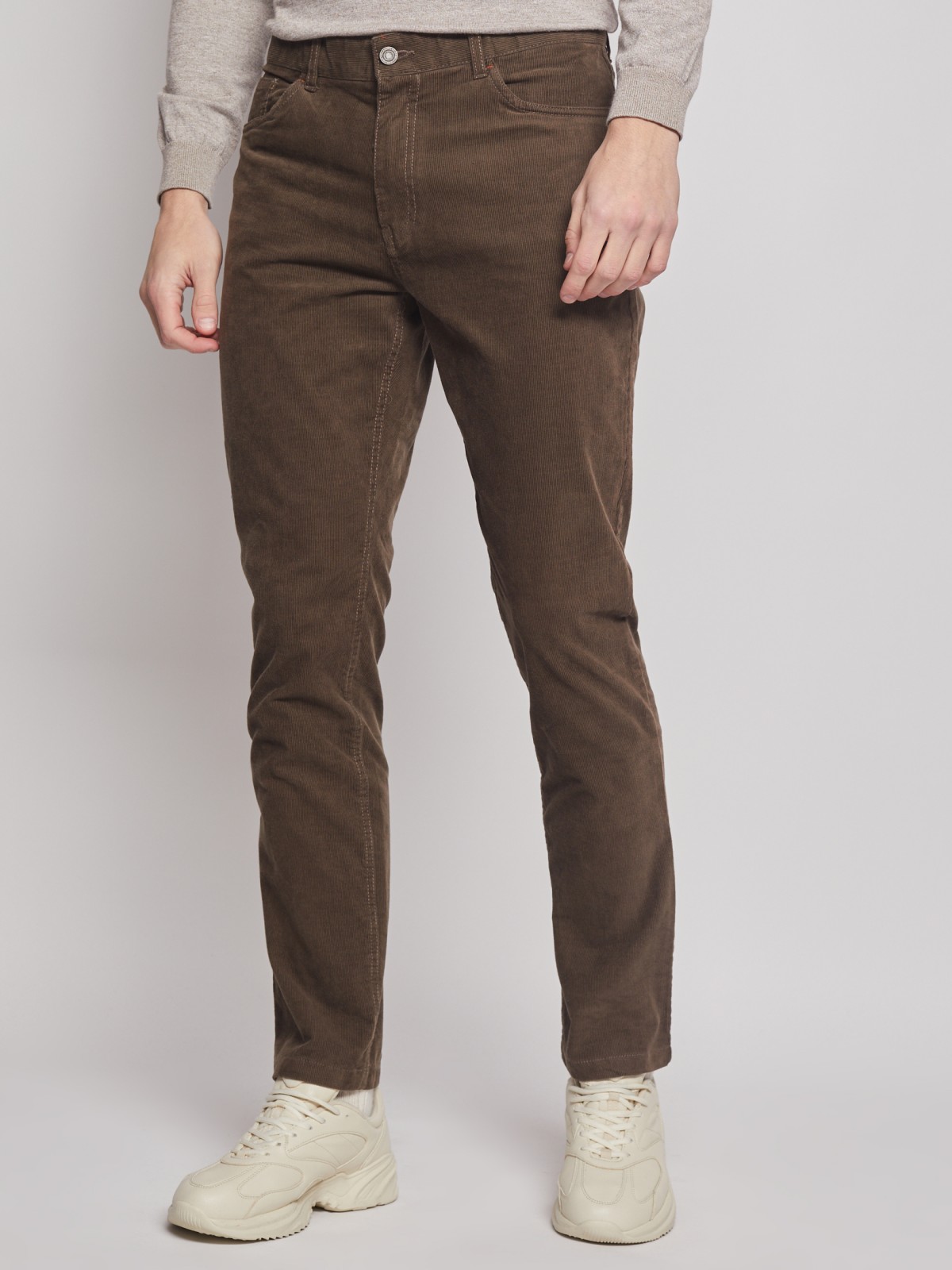Вельветовые брюки силуэта Slim zolla 012347366013, цвет коричневый, размер 30 - фото 4