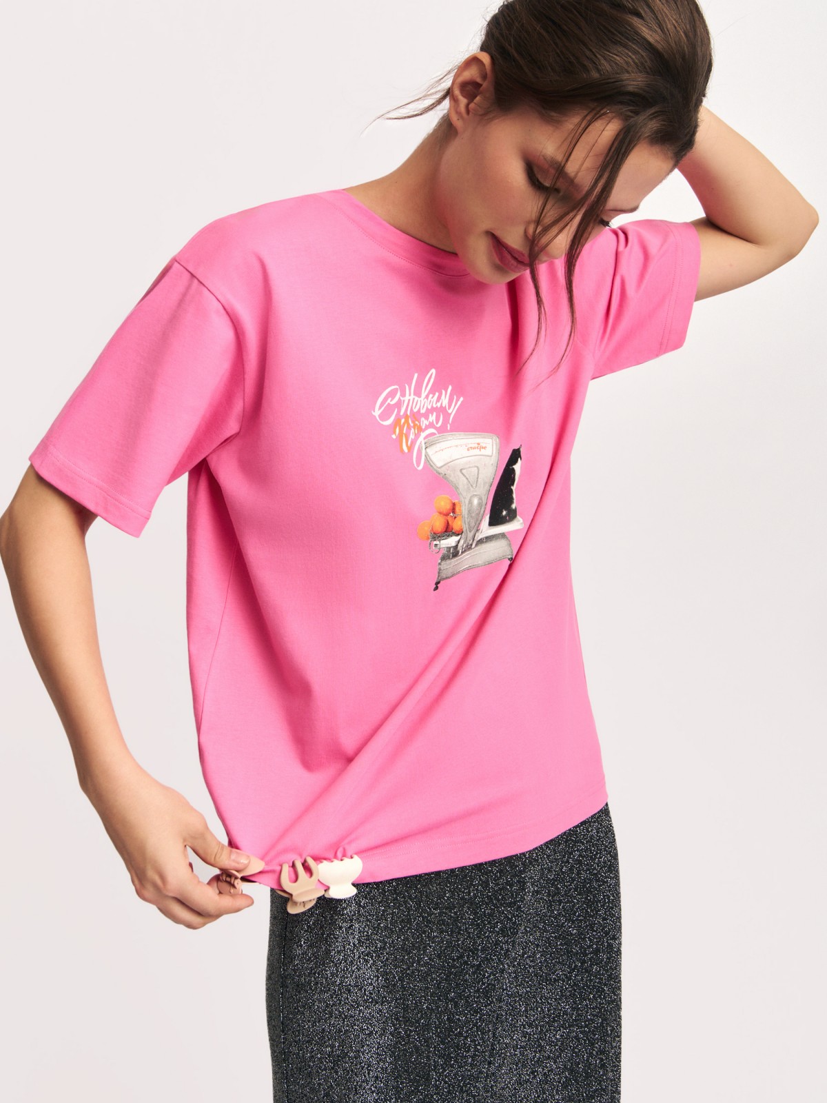 Футболка из хлопка с новогодним принтом