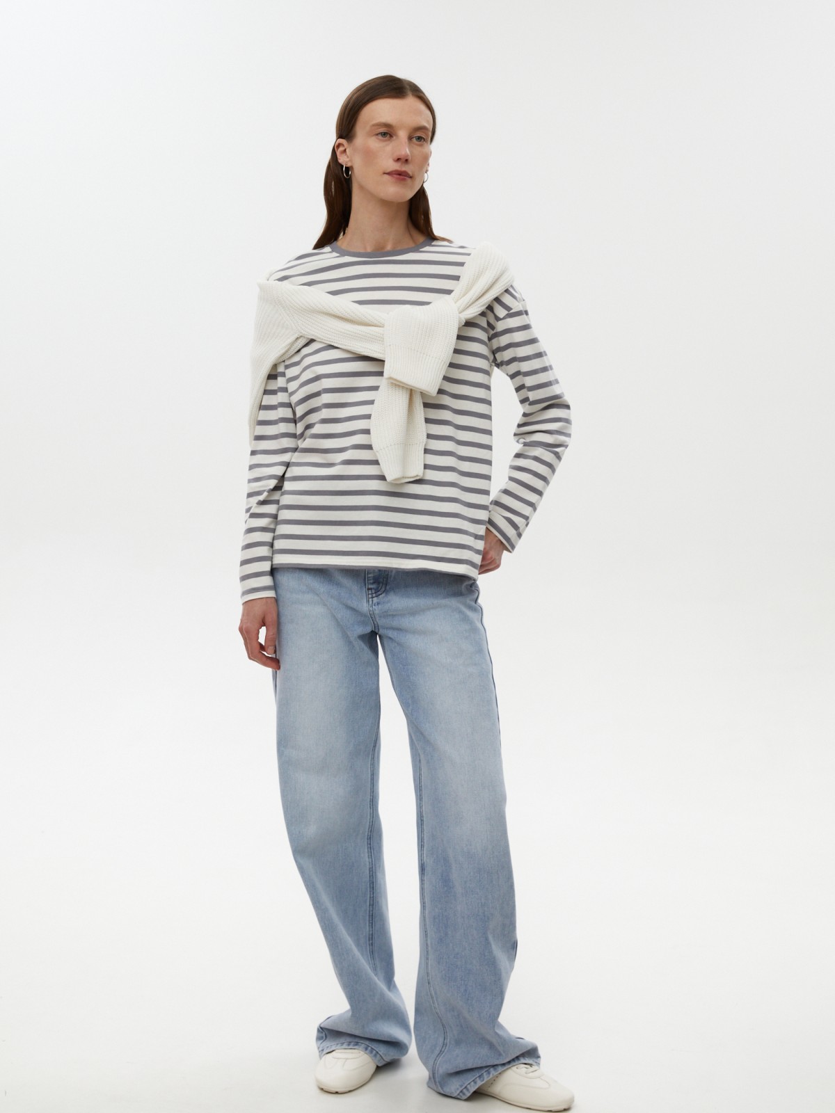 Лонгслив-тельняшка с узором в полоску из хлопка