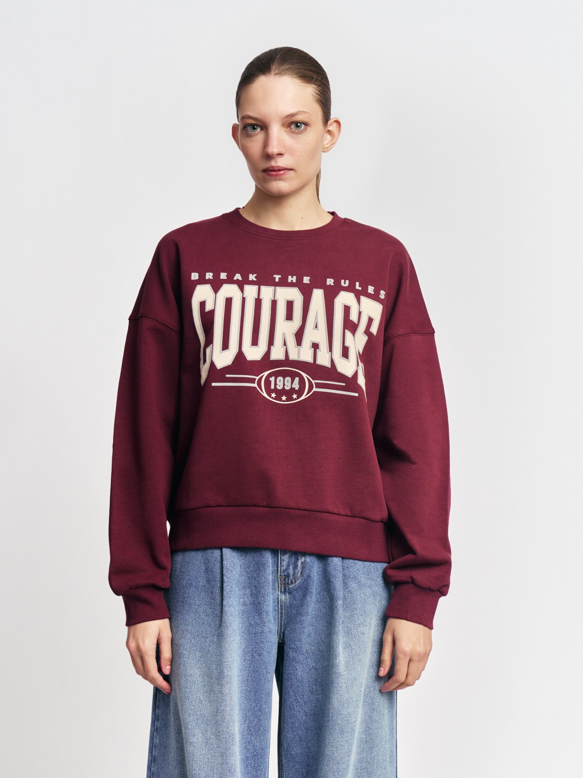 Свитшот оверсайз из хлопка с принтом