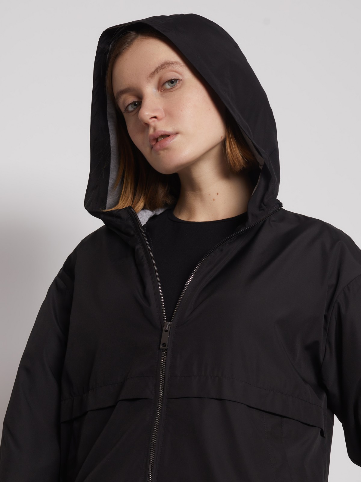 Куртка-ветровка с капюшоном zolla 022215602024, цвет черный, размер XS - фото 5