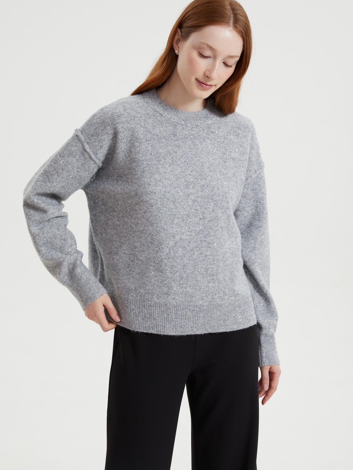 Вязаный джемпер с люрексом и пайетками