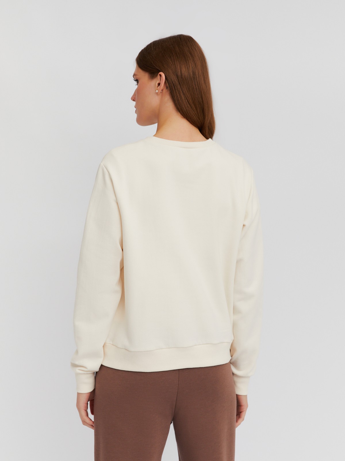 Утеплённый свитшот с принтом-надписью