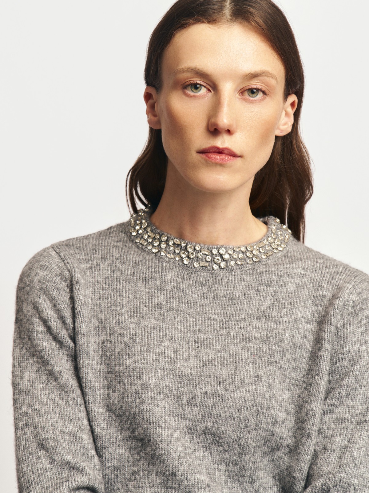 Вязаный джемпер с шерстью и стразами