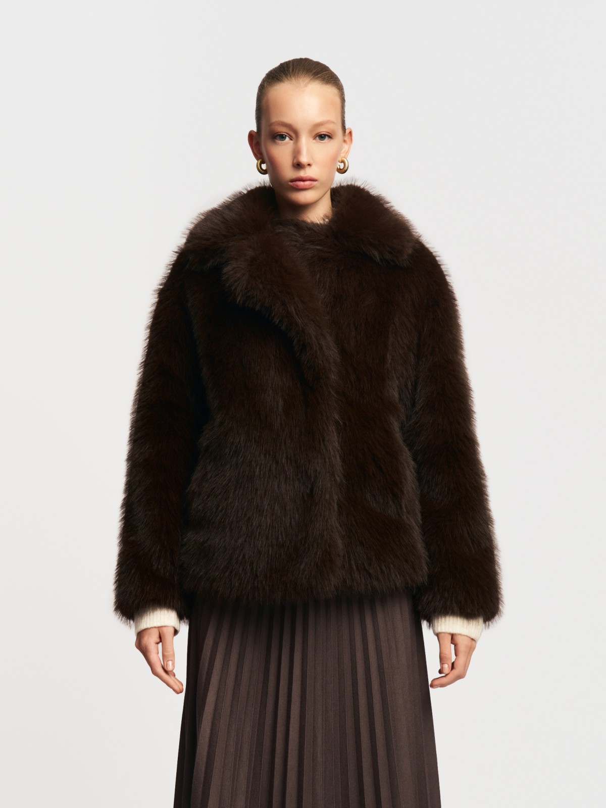 Тёплая куртка-шуба из экомеха