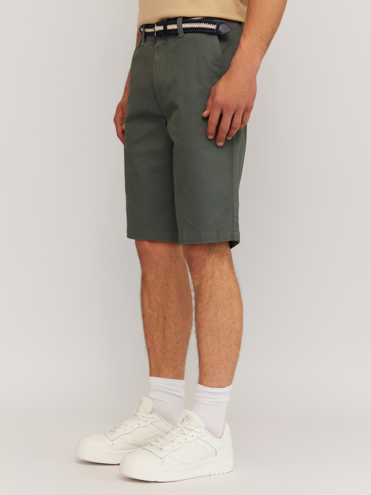 Удлинённые шорты из хлопка с ремнём