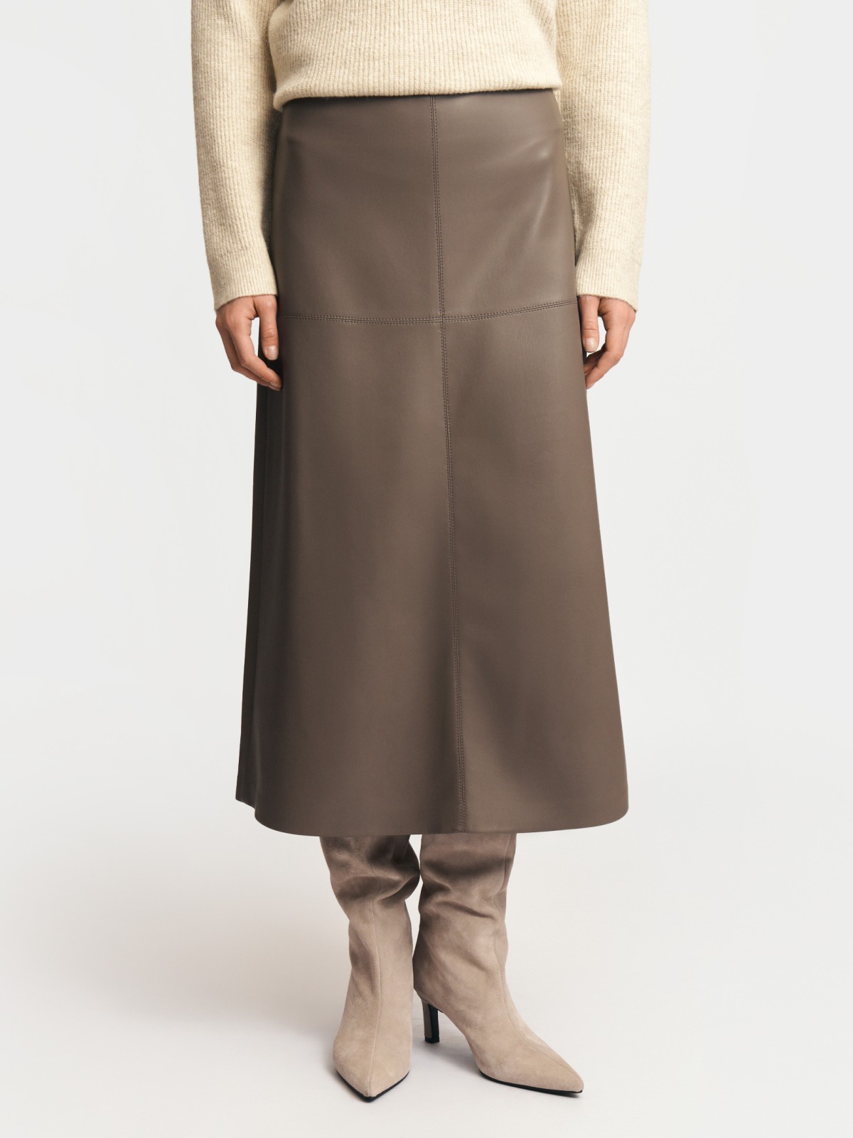 Юбка миди из экокожи