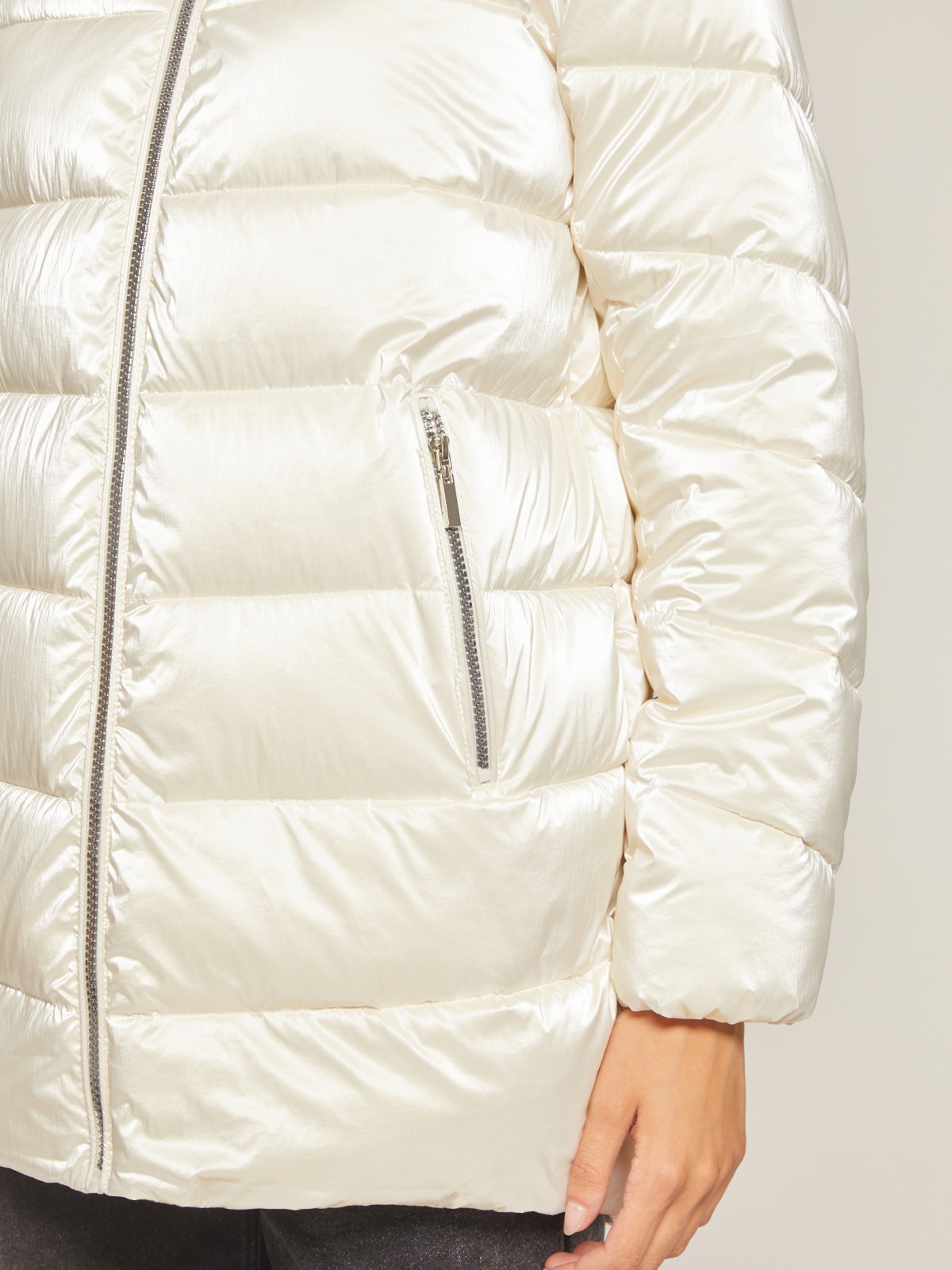 Утеплённая куртка с меховой опушкой zolla 020345112724, цвет молоко, размер XS - фото 5
