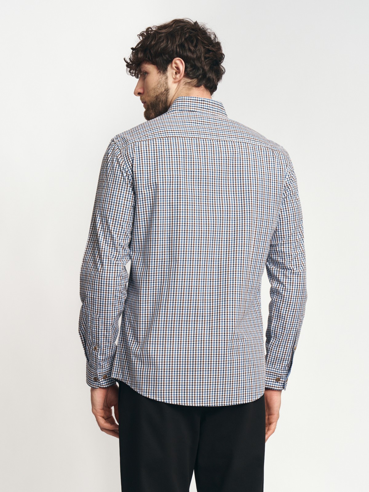 Рубашка в клетку с длинным рукавом