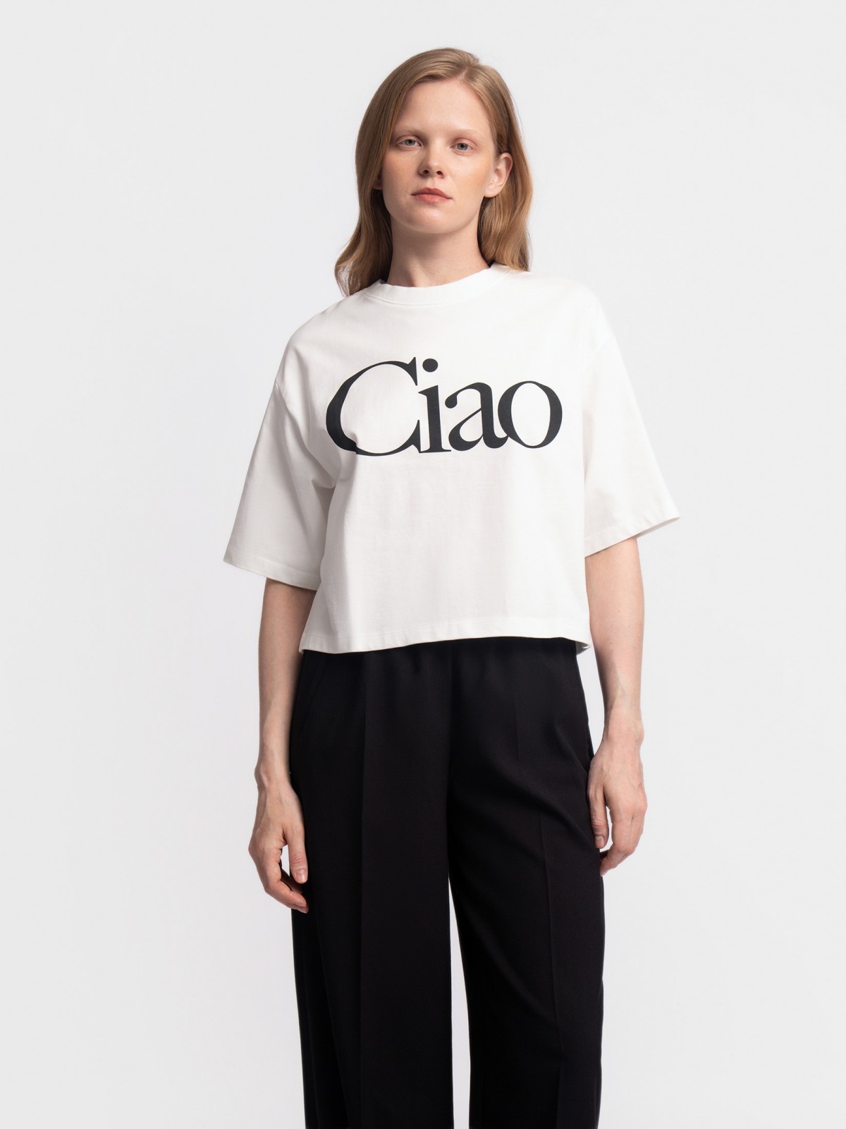 Короткая оверсайз футболка из хлопка