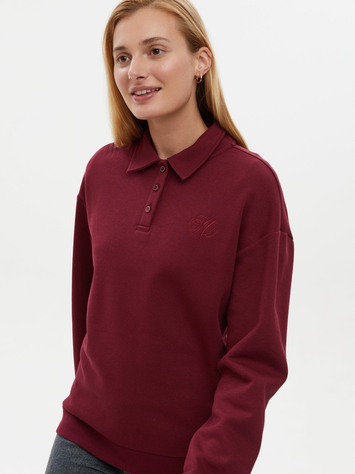 Утеплённый свитшот с воротником и начёсом