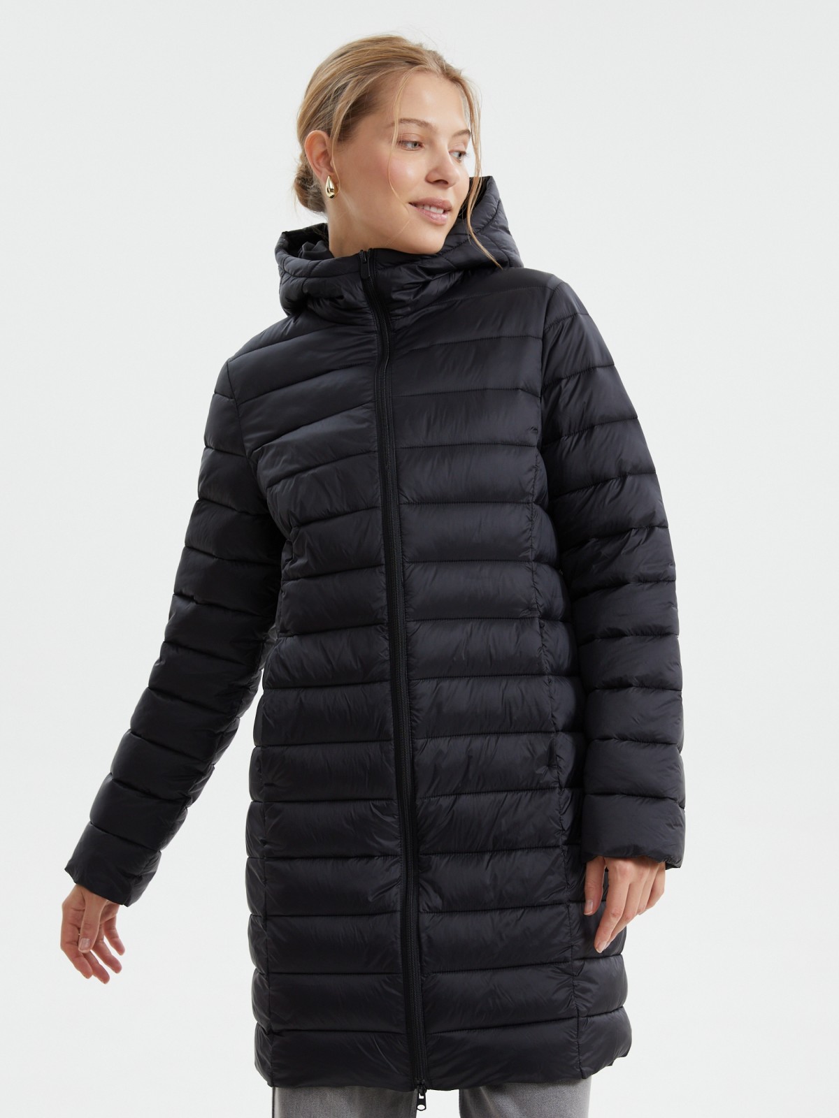 Утеплённая куртка-пальто с капюшоном