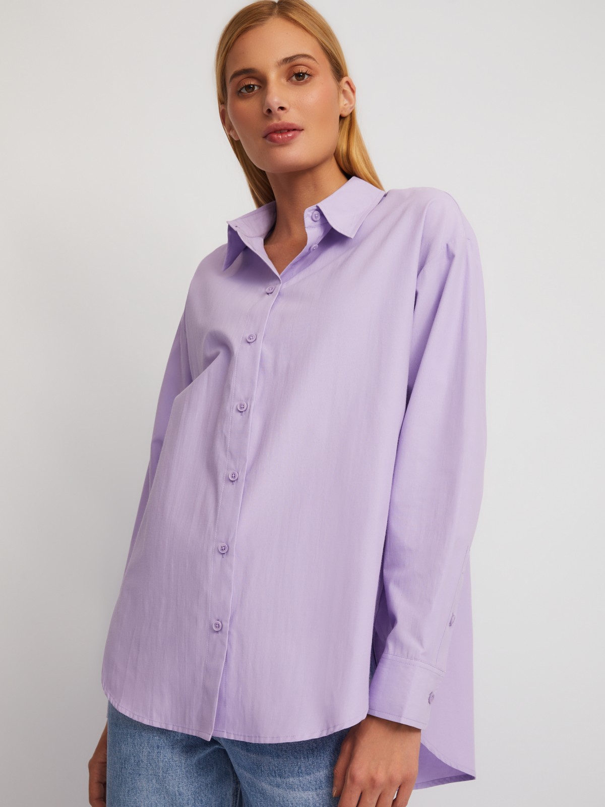 Рубашка свободного силуэта с длинным рукавом zolla 02411117Y553, цвет лиловый, размер XS