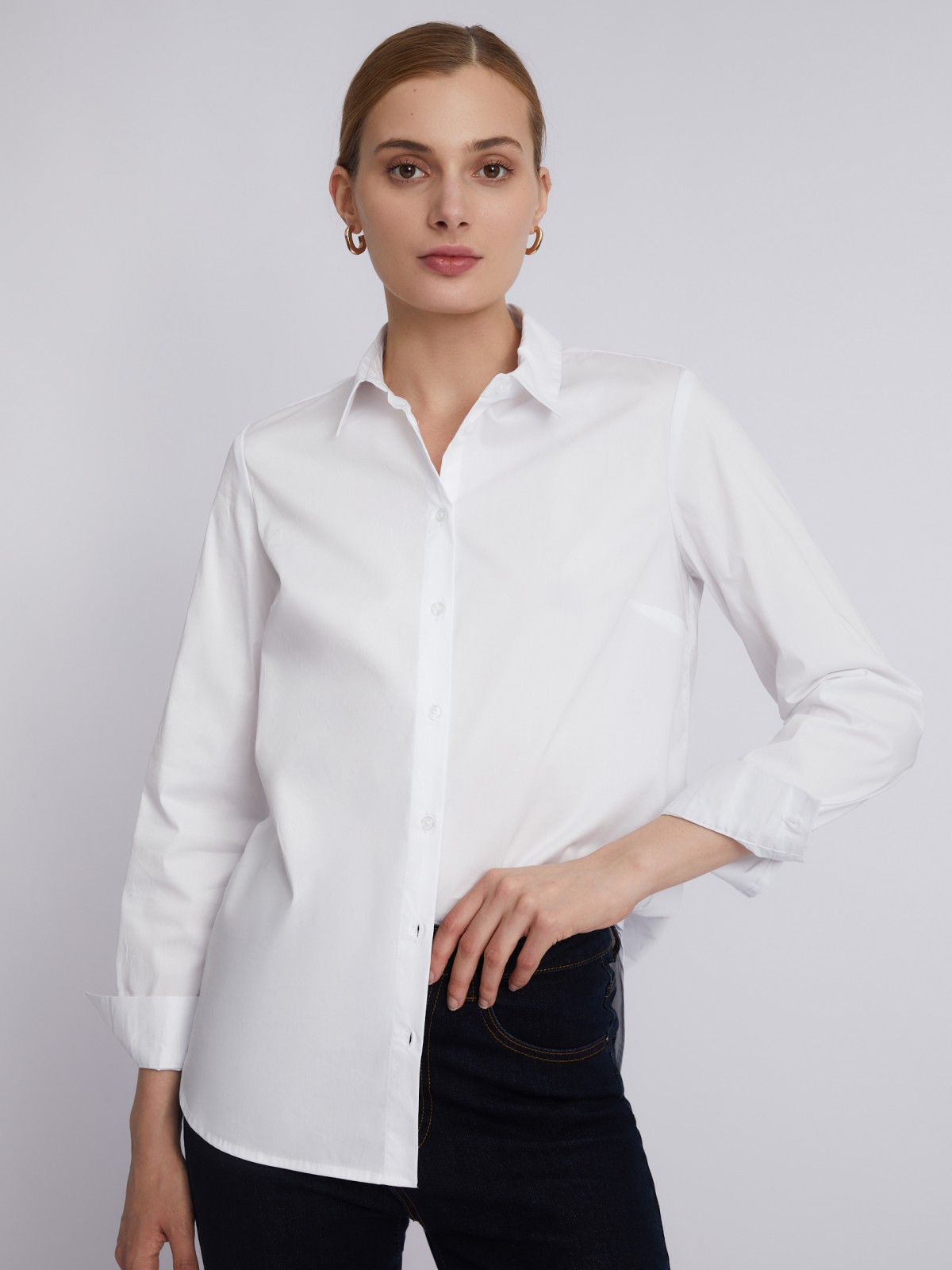 Офисная рубашка с длинным рукавом zolla 023311159152, цвет белый, размер XS - фото 1