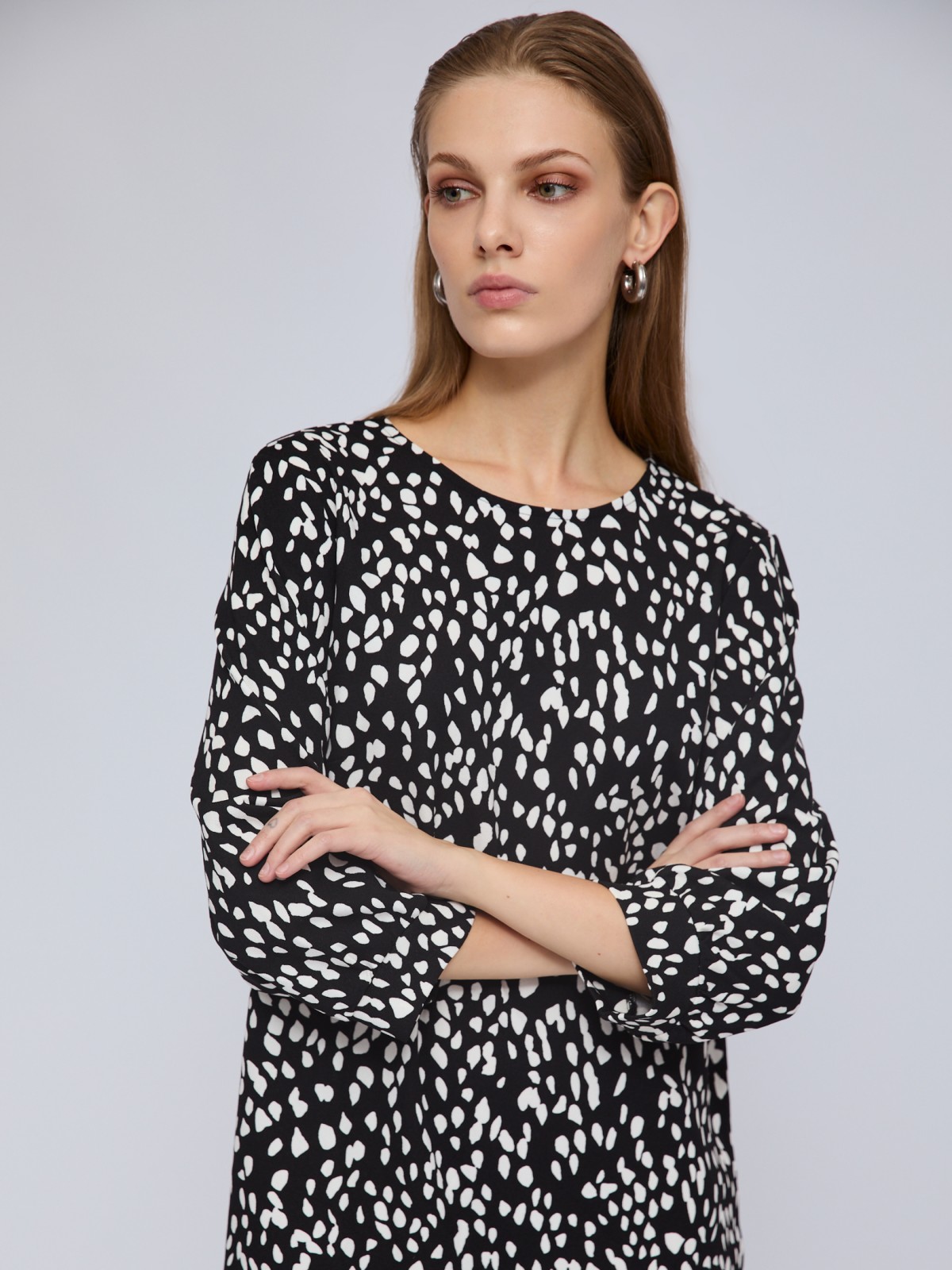 Платье длины мини с воланом и принтом