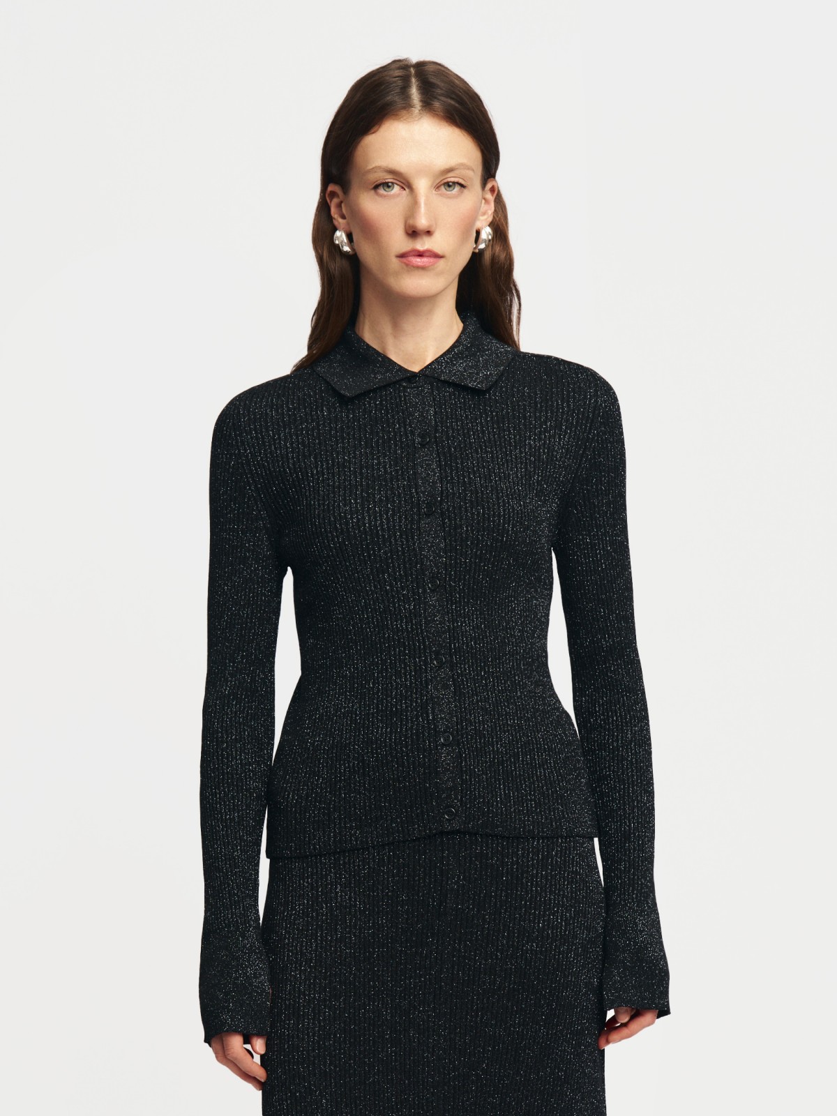 Трикотажный кардиган с люрексом