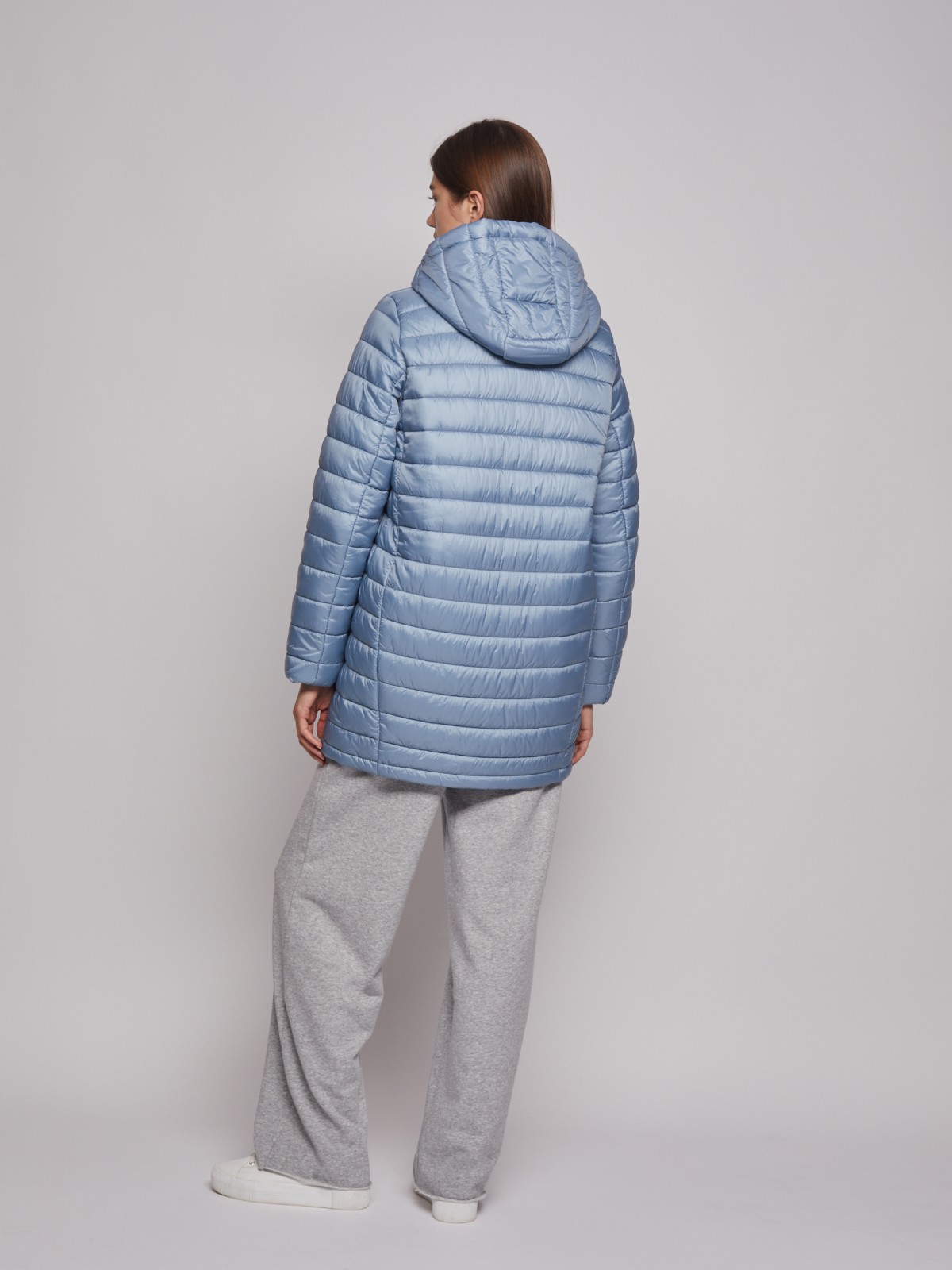 Утеплённое пальто с капюшоном zolla 022335212024, цвет голубой, размер XS - фото 5
