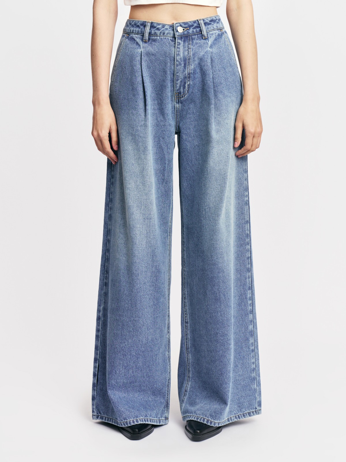Джинсы Wide с высокой посадкой