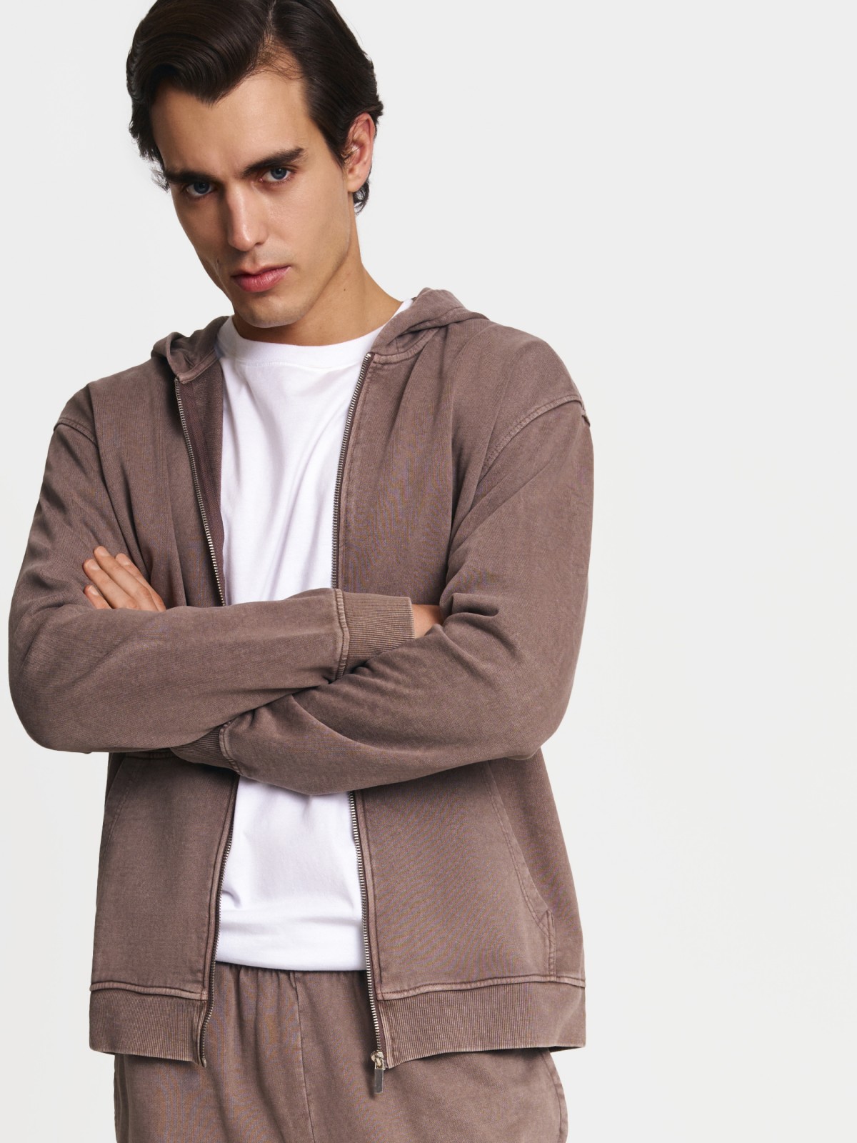 Трикотажная толстовка из хлопка с капюшоном