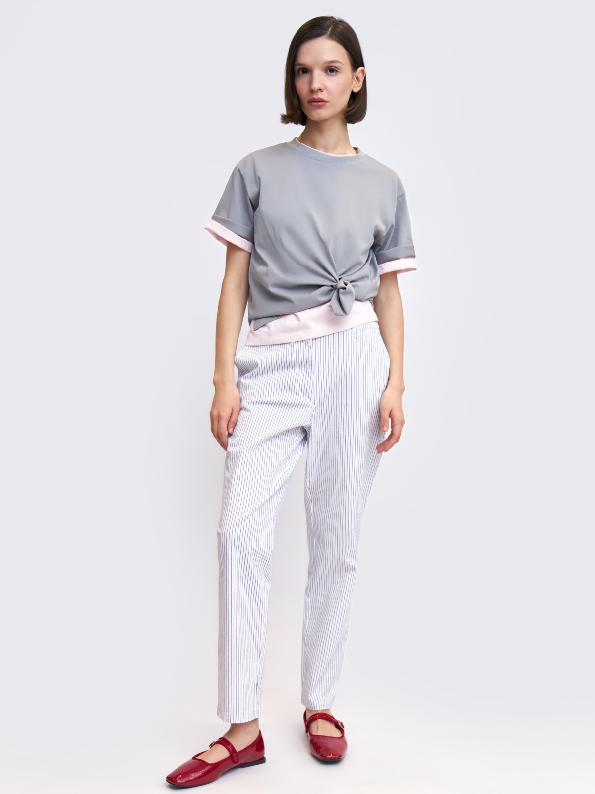 Брюки-чинос из хлопка в полоску