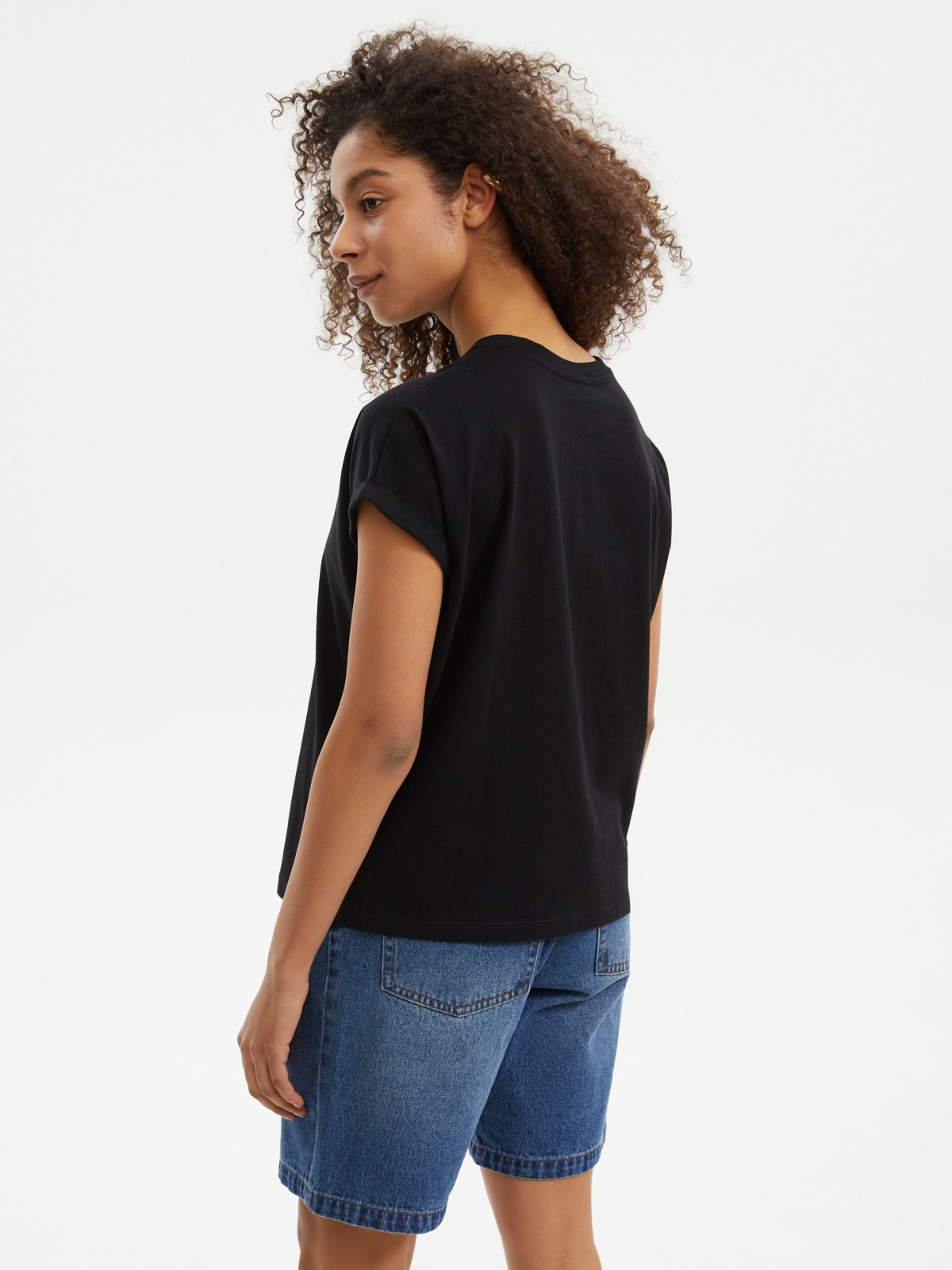 Футболка из хлопка с коротким рукавом и принтом