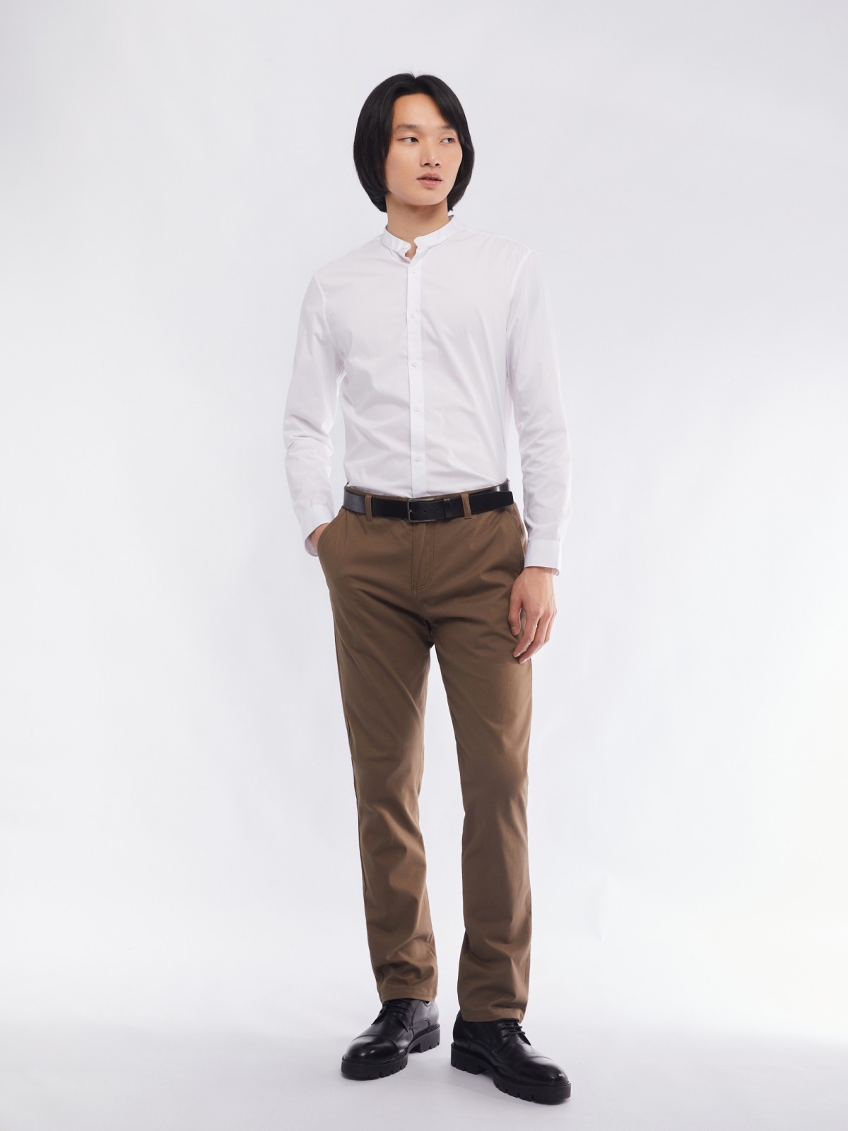 Офисная рубашка с воротником-стойкой и длинным рукавом zolla 01411217W072, цвет белый, размер M - фото 2