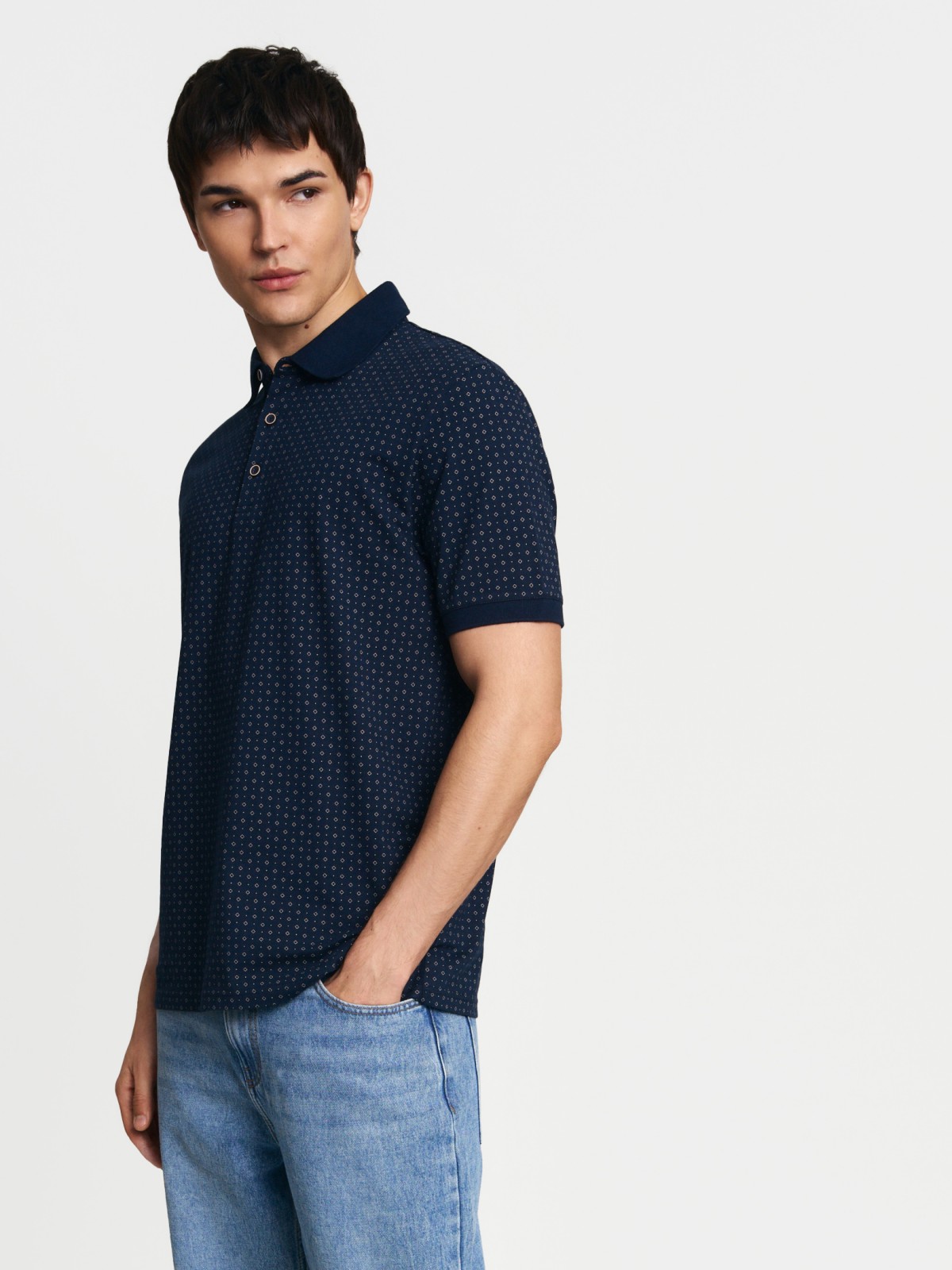 Футболка поло из хлопка с узором