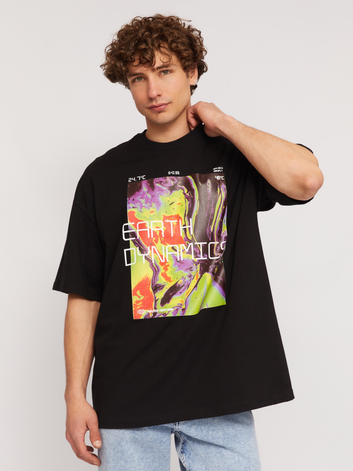 Футболка оверсайз из хлопка с принтом