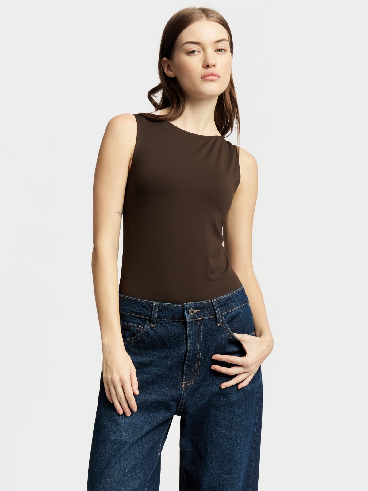 Майка-боди однотонная без рукавов