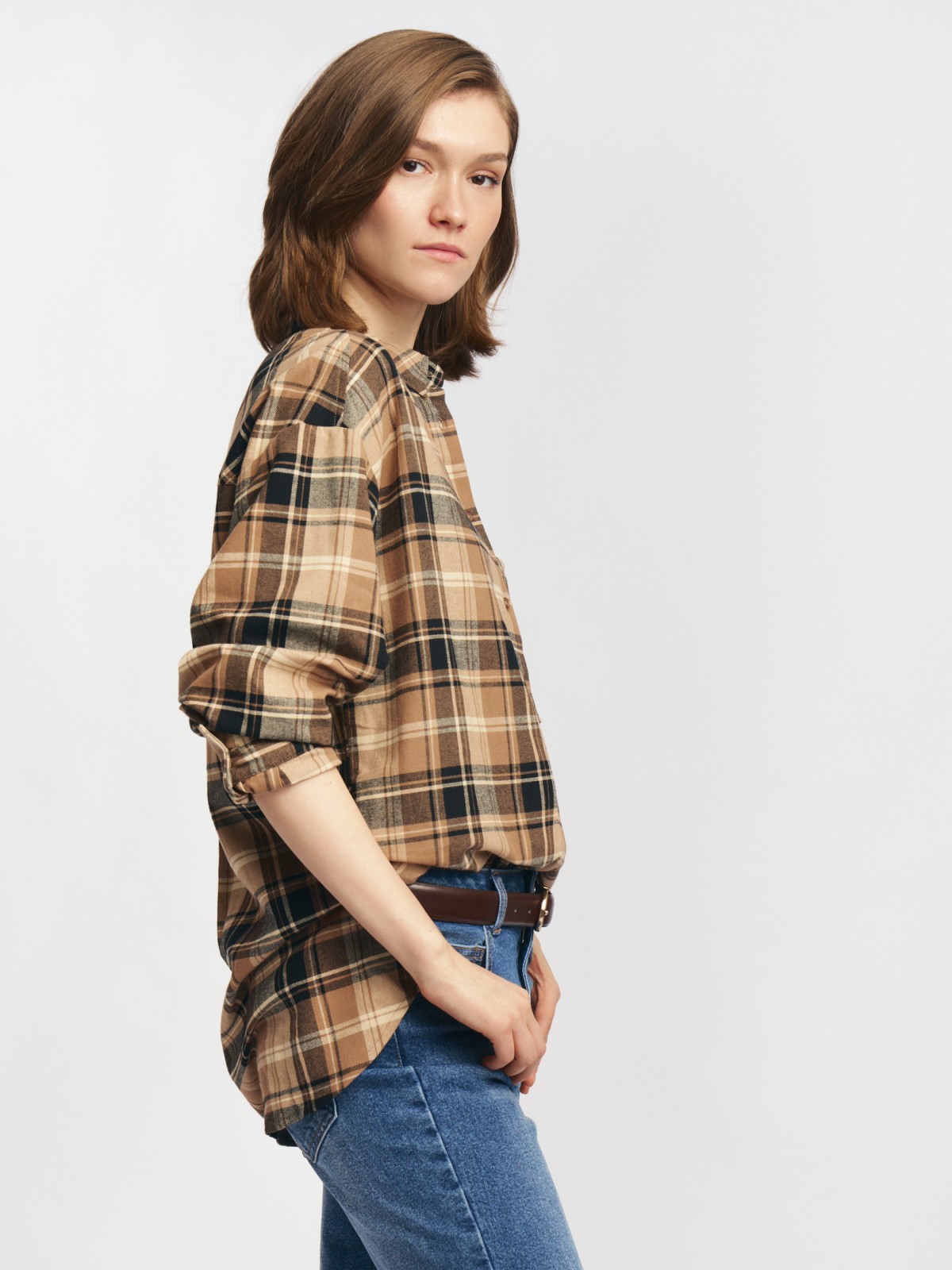 Фланелевая рубашка из хлопка в клетку