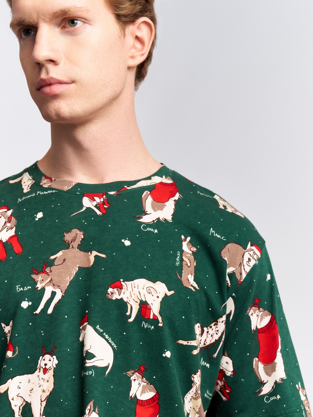 Новогодняя футболка из хлопка с принтом