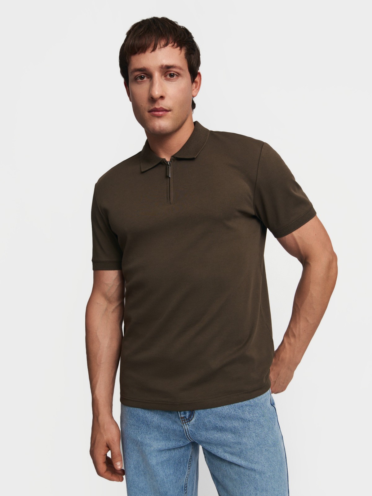 Футболка поло из хлопка на молнии 1399₽