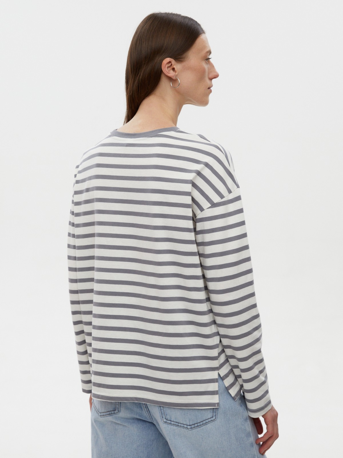 Лонгслив-тельняшка с узором в полоску из хлопка
