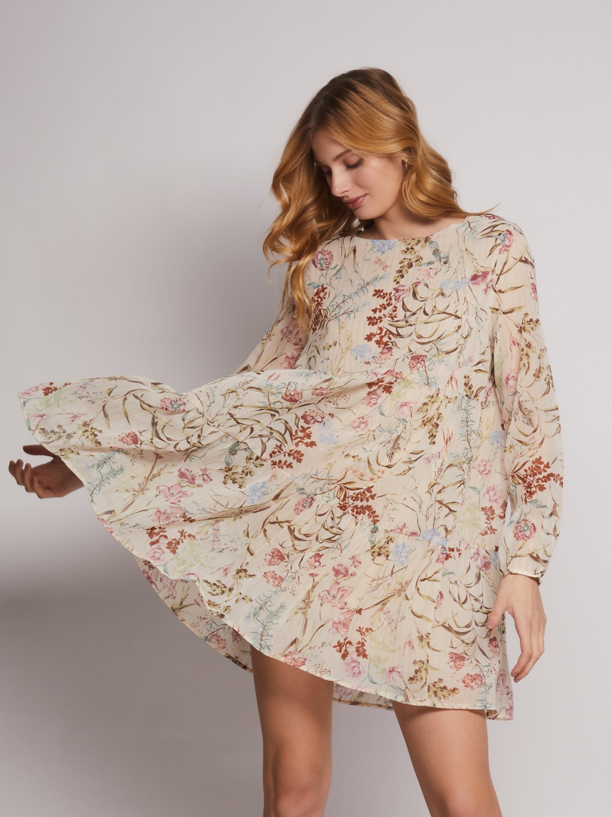 Шифоновое платье с цветочным принтом zolla 022318259103, размер XS