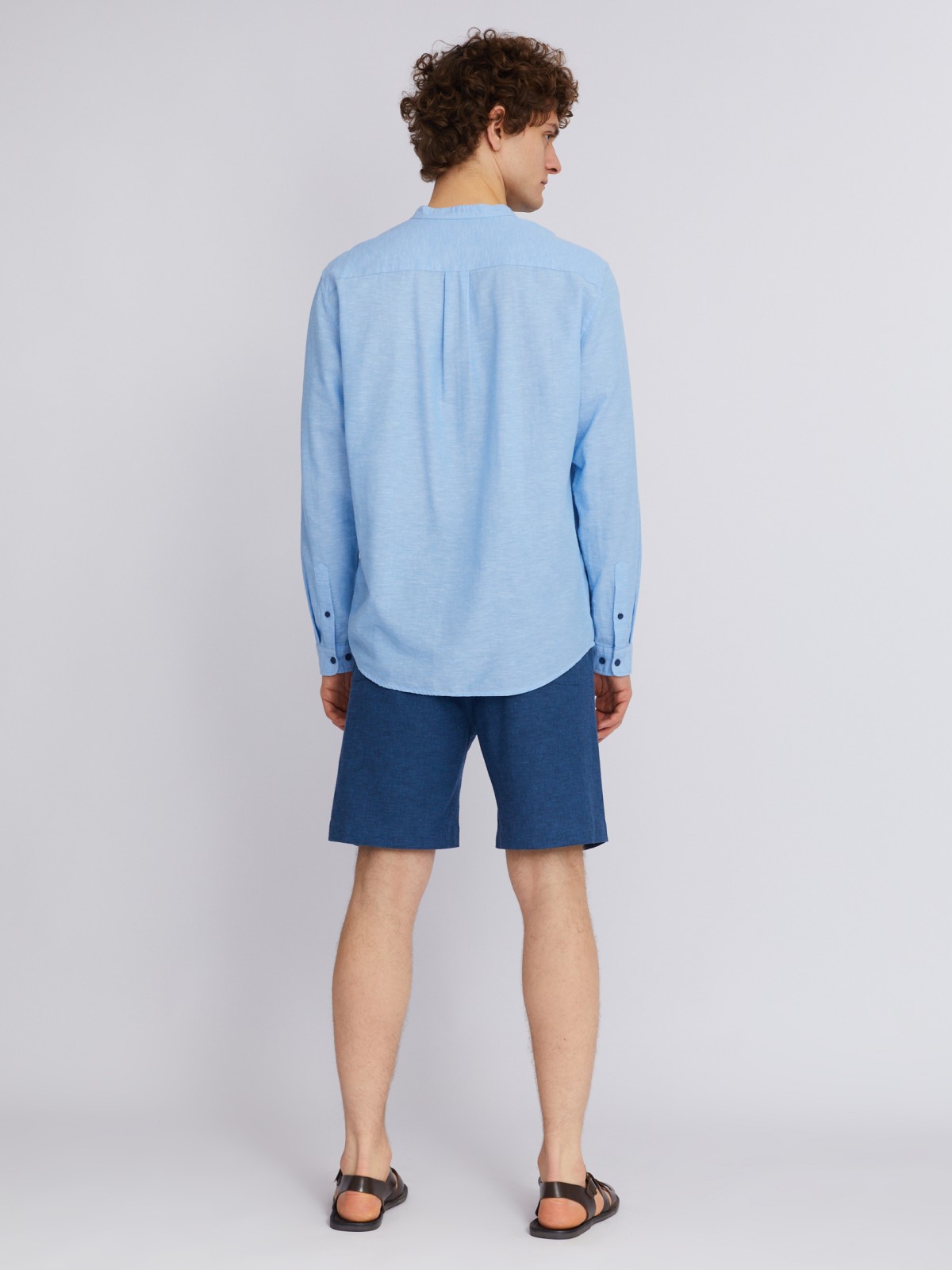 Рубашка из льна с длинным рукавом zolla 013232159013, цвет светло-голубой, размер S - фото 6