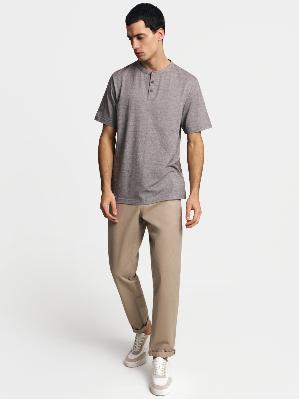 Футболка хенли из хлопка в полоску