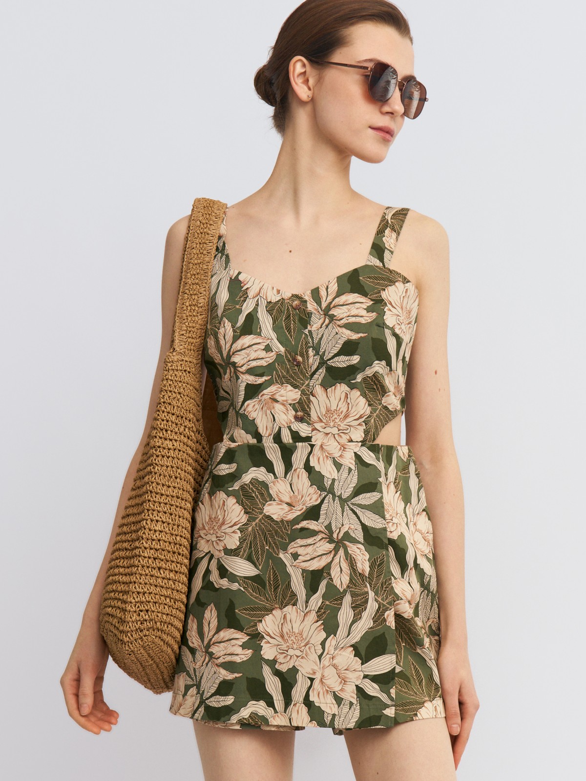 Комбинезон из хлопка с юбкой-шортами